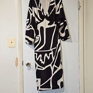 Satin midi dress with batwing sleeves